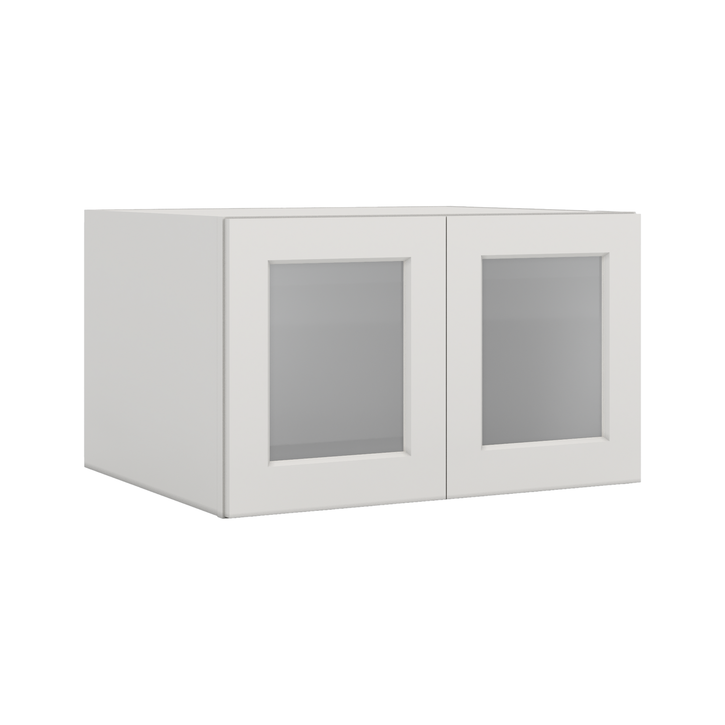 30" Wide 24" Deep Bridge 2WS White Shaker 1-1/4" Overlay Glass Ready Wall Cabinet - Double Door 12", 15", 18", 21" & 24" Tall