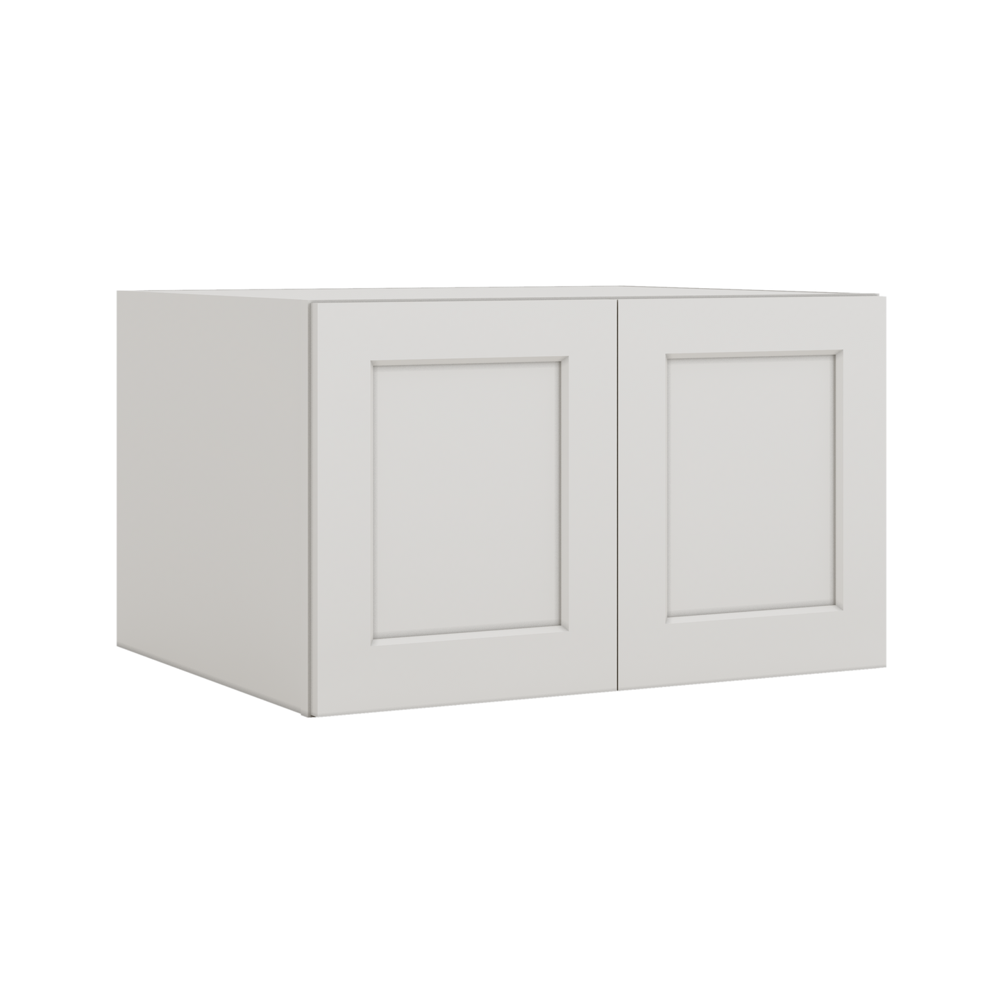 30" Wide 24" Deep Bridge 2WS White Shaker 1-1/4" Overlay Wall Cabinet - Double Door 12", 15", 18", 21" & 24" Tall