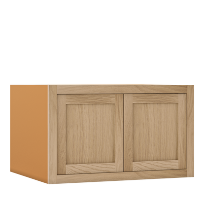 30" Wide 24" Deep Bridge White Oak Inset Shaker Wall Cabinet - Double Door 12", 15", 18", 21", 24", 27", 30" Tall