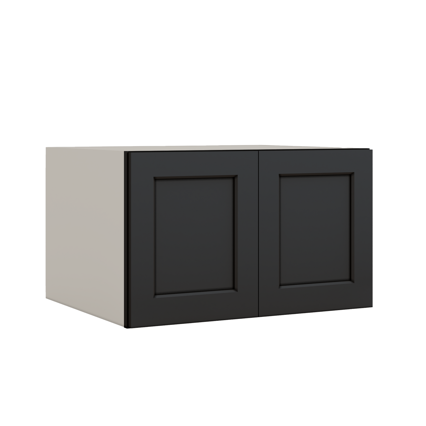 30" Wide 24" Deep Bridge 15HNS Hermosa Noir Black Shaker 1-1/4" Overlay Wall Cabinet - Double Door 12", 15", 18", 21" & 24" Tall