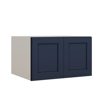 30" Wide 24" Deep Bridge NB29- Naval Blue Shaker 1-1/4" Overlay Wall Cabinet - Double Door 12", 15", 18", 21" & 24" Tall