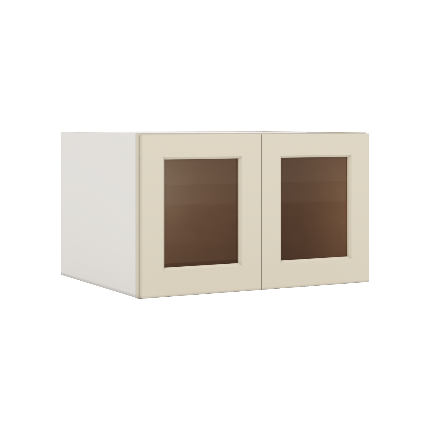 W301824 Manhattan Cream Kitchen Cabinets Glass Doors