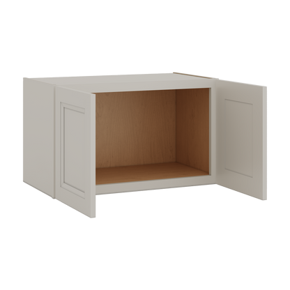 30" Wide 24" Deep Bridge 27LGDS Laguna Gray Double Shaker Wall Cabinet - Double Door 12", 15", 18", 21" & 24" Tall
