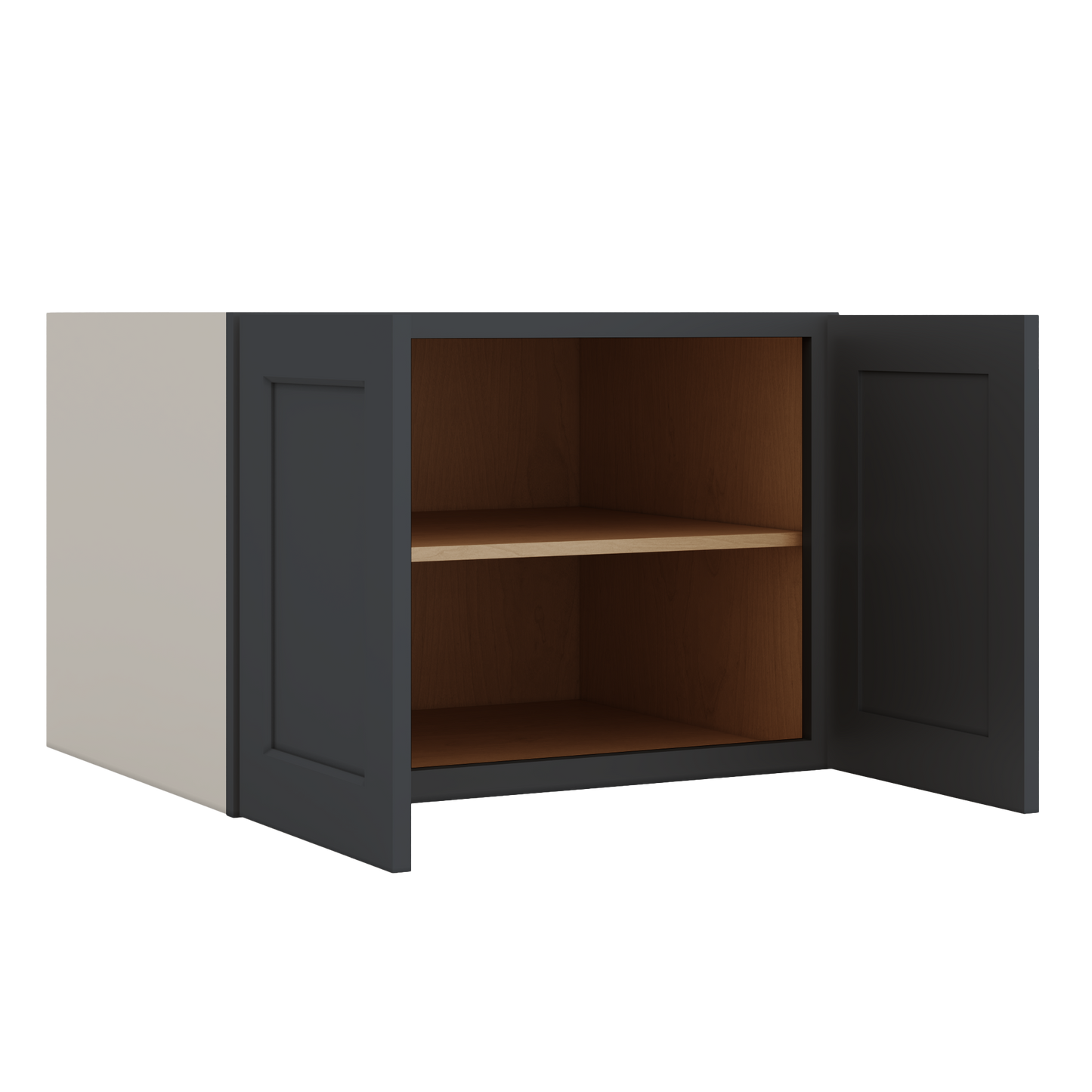 30" Wide 24" Deep Bridge 15HNS Hermosa Noir Black Shaker 1-1/4" Overlay Wall Cabinet - Double Door 12", 15", 18", 21" & 24" Tall