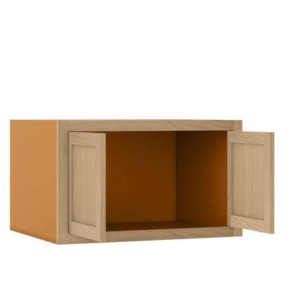 30" Wide 24" Deep Bridge White Oak Inset Shaker Wall Cabinet - Double Door 12", 15", 18", 21", 24", 27", 30" Tall