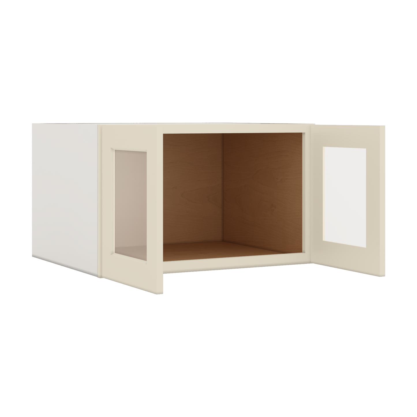 30" Wide 24" Deep Bridge Manhattan Cream Shaker 1-1/4" Overlay Glass Ready Wall Cabinet - Double Door 12", 15", 18", 21" & 24" Tall