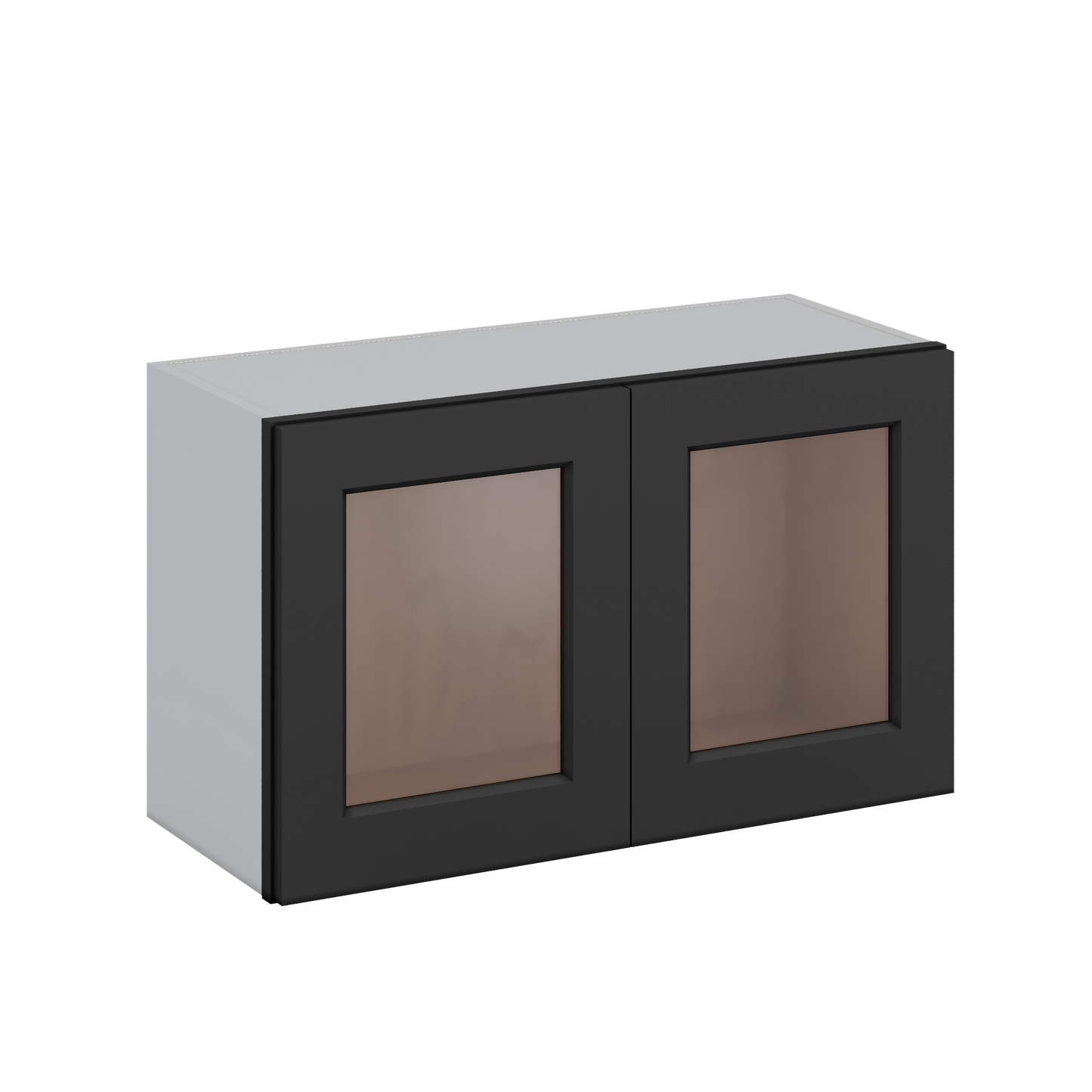 30" Wide Bridge 15HNS Hermosa Noir Black Shaker 1-1/4" Overlay Glass Ready Wall Cabinet - Double Door 12", 15", 18", 21" & 24" Tall