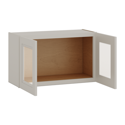 30" Wide Bridge 27LGDS Laguna Gray Double Shaker Glass Ready Wall Cabinet - Double Door 12", 15", 18", 21" & 24" Tall