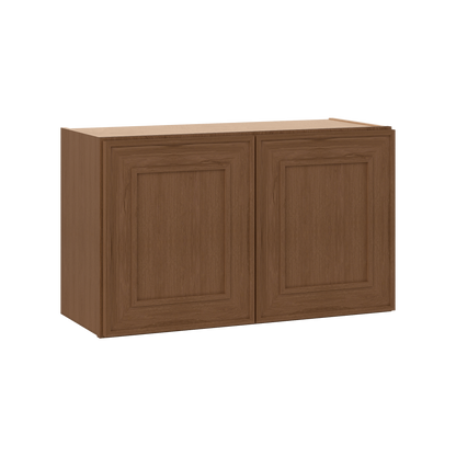 30" Wide Double Door 12", 15", 18", 21"& 24" Tall Bridge Elegant Craftsman Mocha Shaker Wall Cabinet