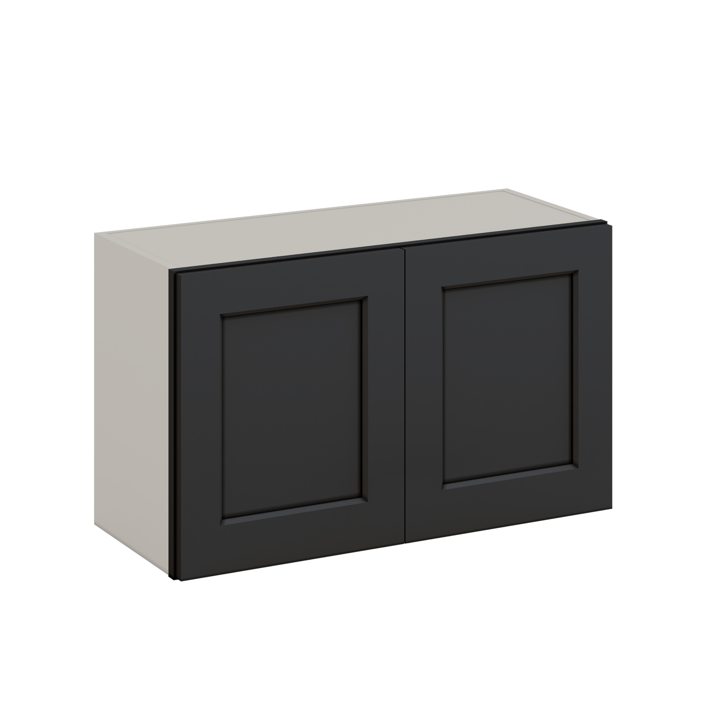 30" Wide Bridge 15HNS Hermosa Noir Black Shaker 1-1/4" Overlay Wall Cabinet - Double Door 12", 15", 18", 21" & 24" Tall