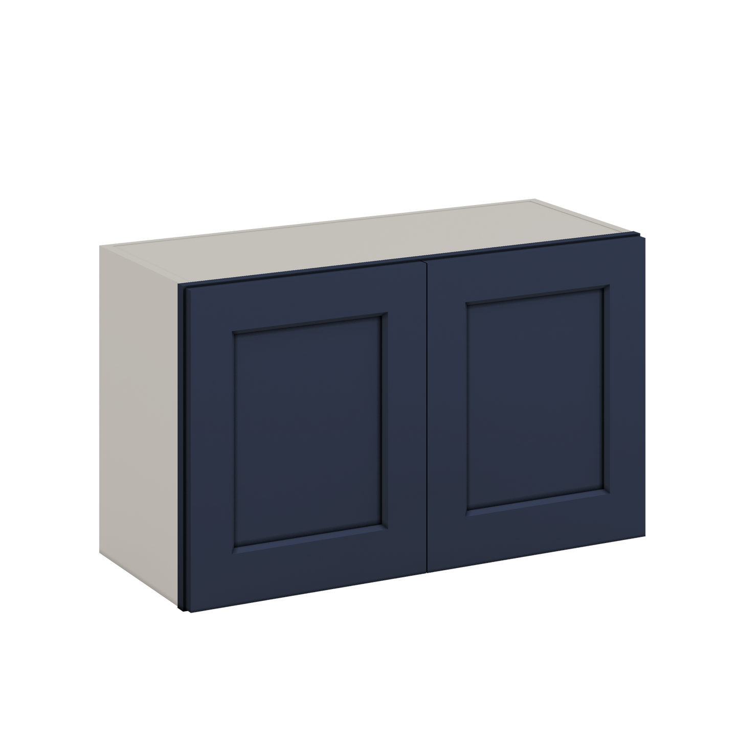 30" Wide Bridge NB29- Naval Blue Shaker 1-1/4" Overlay Wall Cabinet - Double Door 12", 15", 18", 21" & 24" Tall