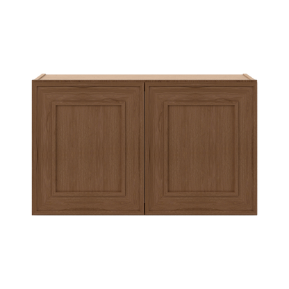 30" Wide Double Door 12", 15", 18", 21"& 24" Tall Bridge Elegant Craftsman Mocha Shaker Wall Cabinet