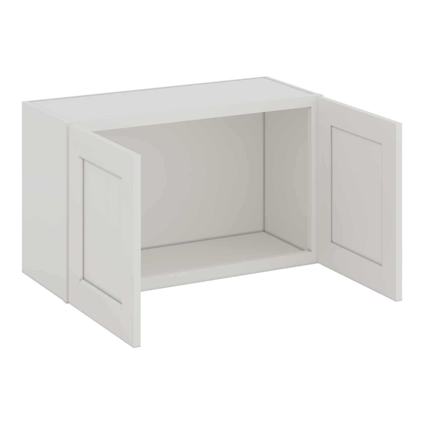 30" Wide Bridge 2WS White Shaker 1-1/4" Overlay Wall Cabinet - Double Door 12", 15", 18", 21" & 24" Tall