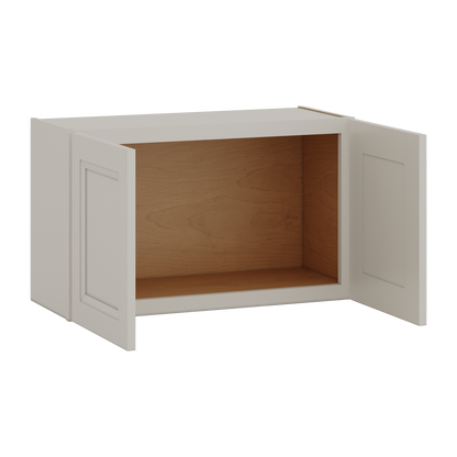 30" Wide Bridge 27LGDS Laguna Gray Double Shaker Wall Cabinet - Double Door 12", 15", 18", 21" & 24" Tall