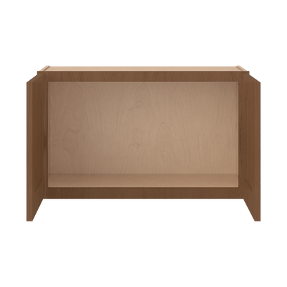 30" Wide Double Door 12", 15", 18", 21"& 24" Tall Bridge Elegant Craftsman Mocha Shaker Wall Cabinet