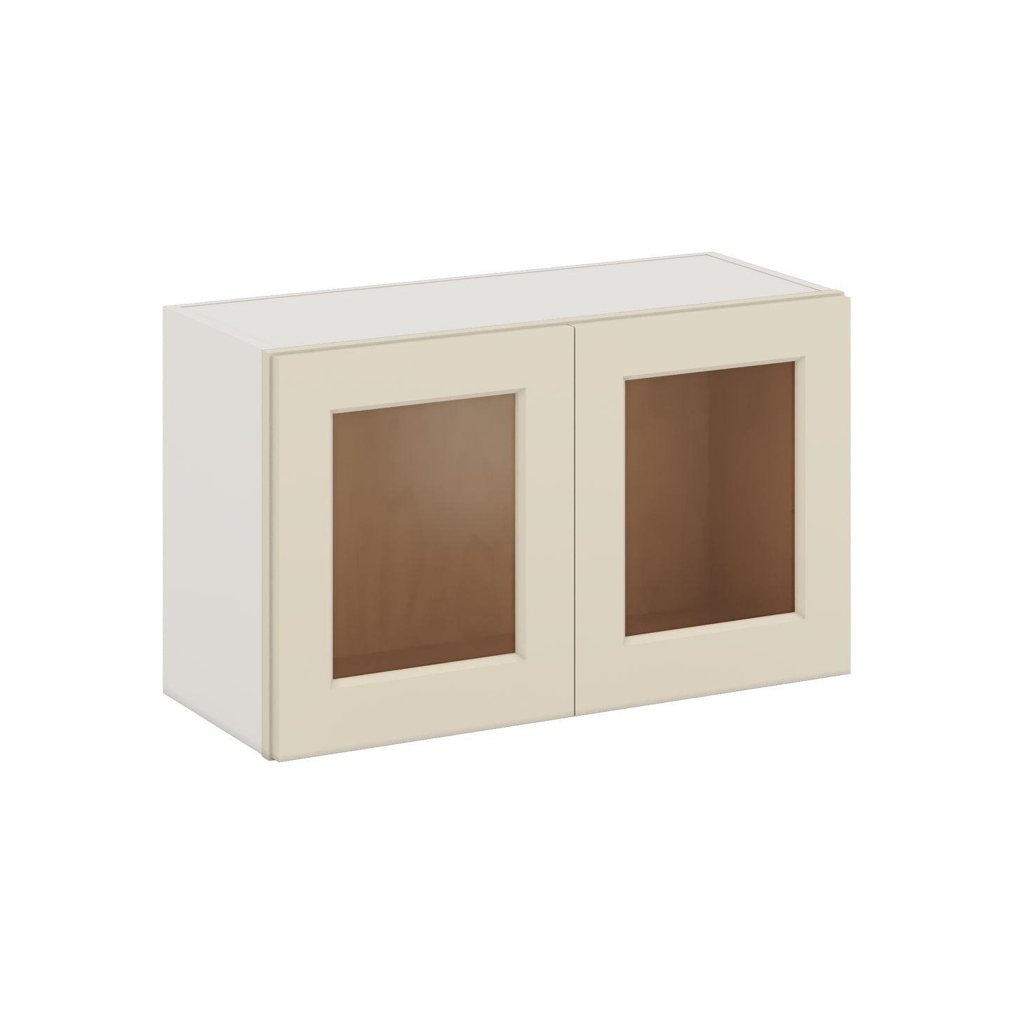30" Wide Bridge Manhattan Cream Shaker 1-1/4" Overlay Glass Ready Wall Cabinet - Double Door 12", 15", 18", 21" & 24" Tall