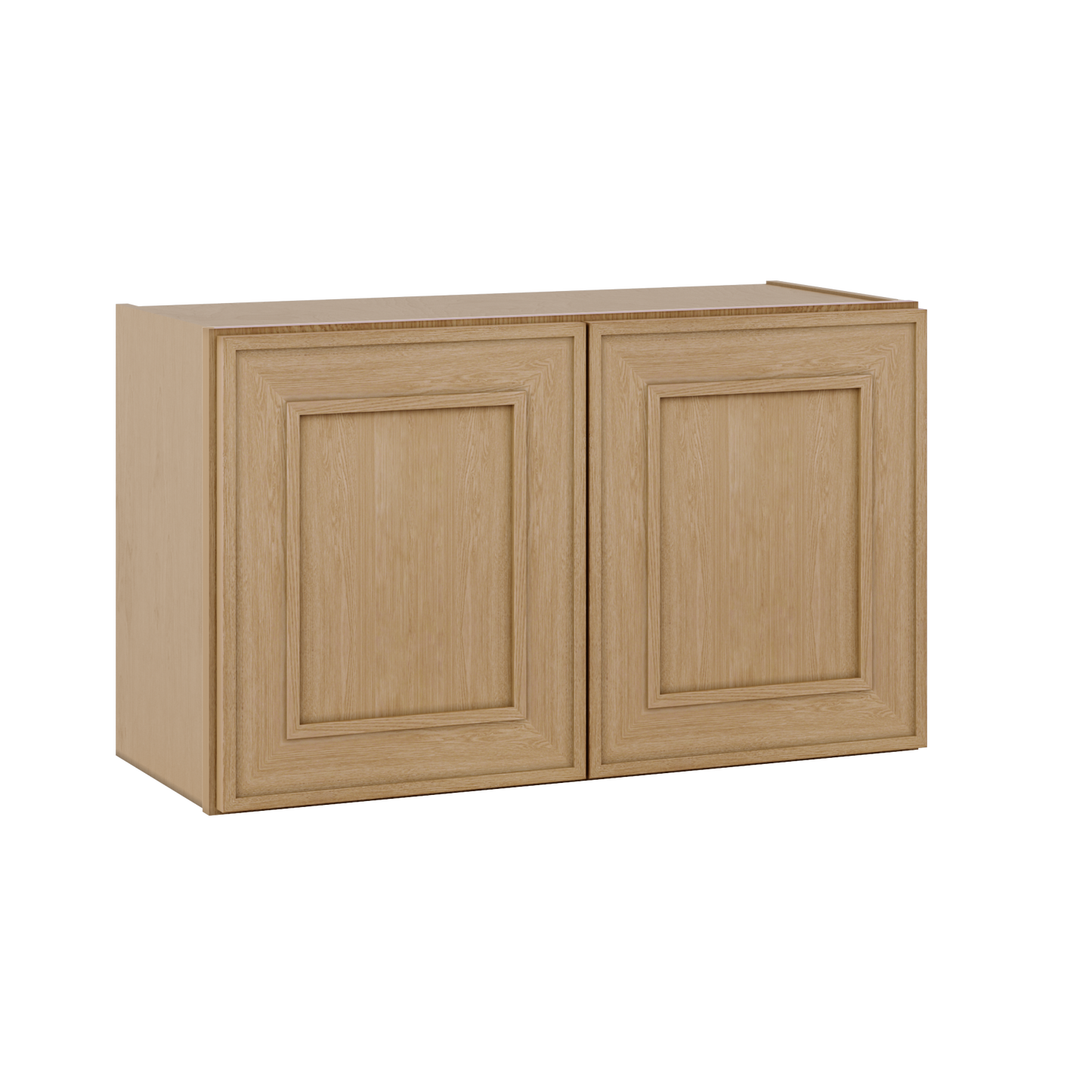 30" Wide Double Door 12", 15", 18", 21"& 24" Tall Bridge Elegant Oak Shaker Wall Cabinet