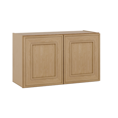 30" Wide Double Door 12", 15", 18", 21"& 24" Tall Bridge Elegant Oak Shaker Wall Cabinet