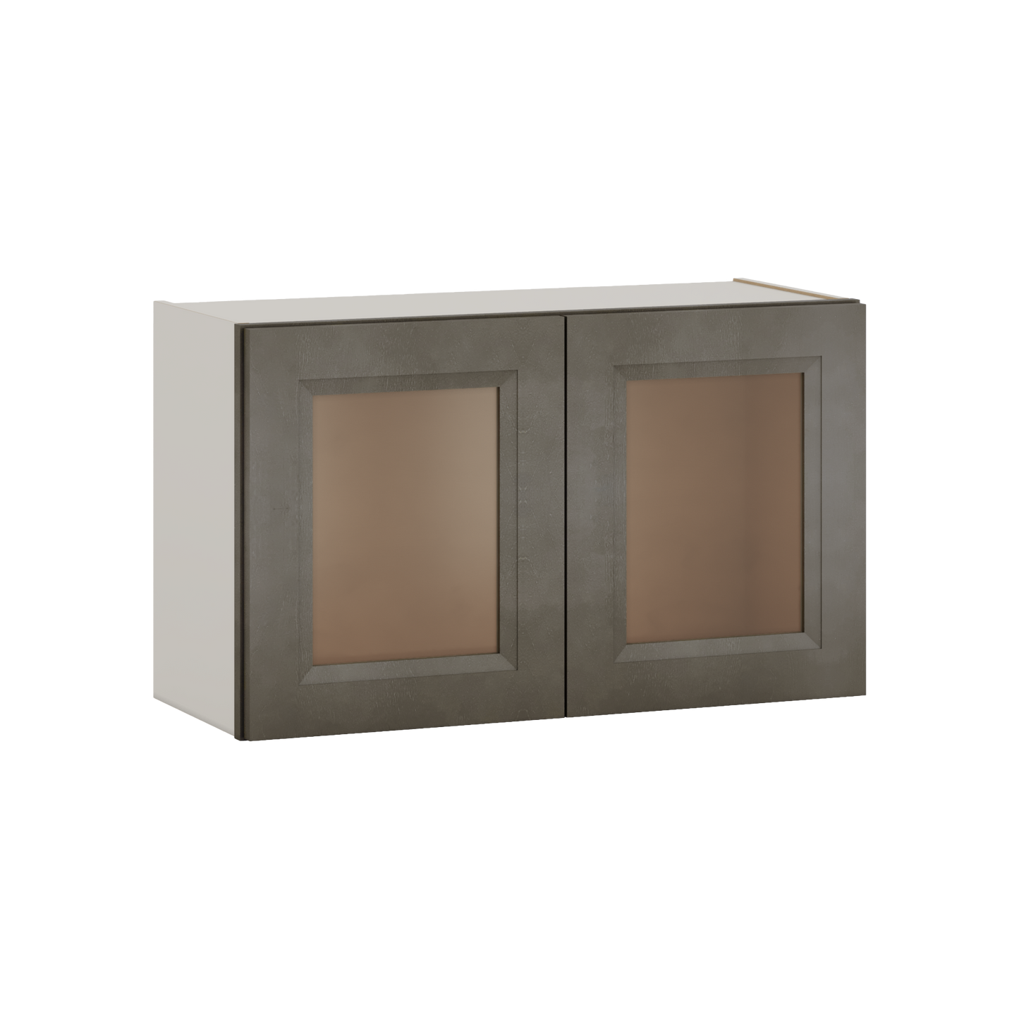 30" Wide 24" Deep Bridge Huntington Cinder Double Shaker Wall Glass Cabinet - Double Door 12", 15", 18", 21" & 24" Tall