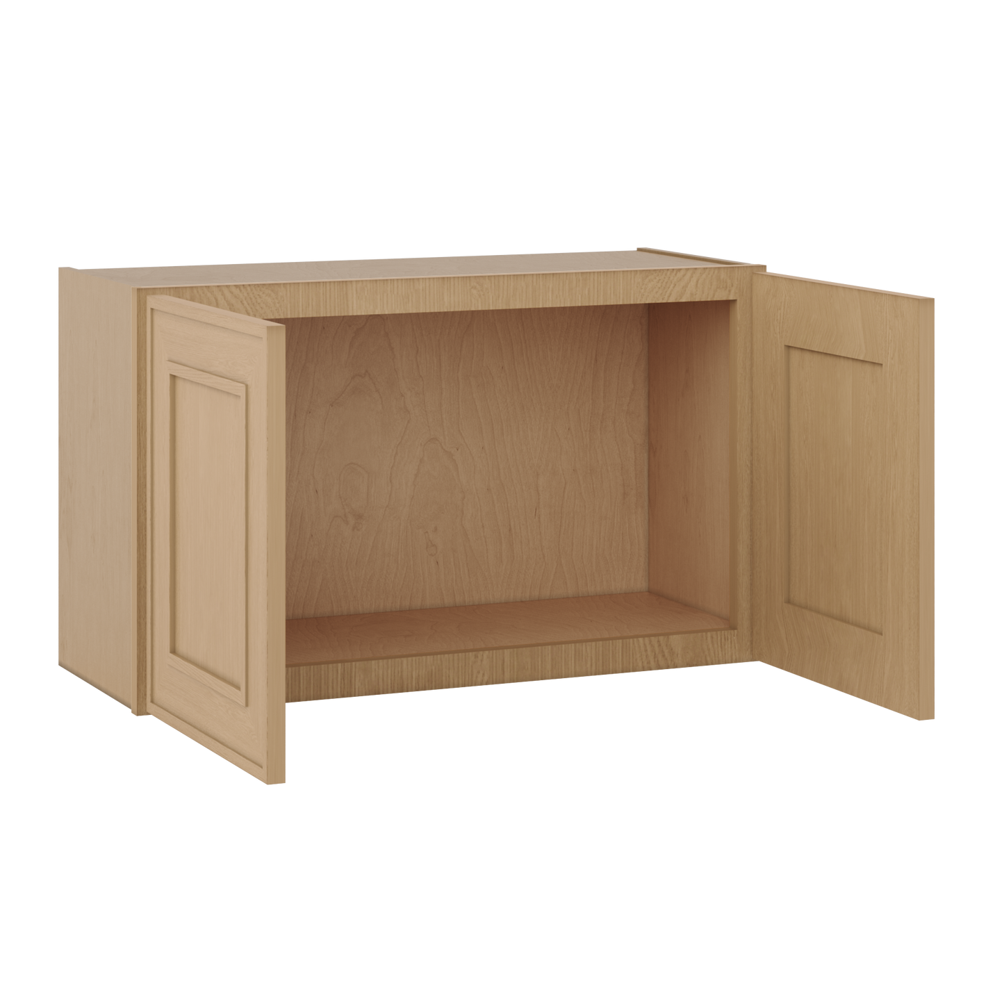 30" Wide Double Door 12", 15", 18", 21"& 24" Tall Bridge Elegant Oak Shaker Wall Cabinet