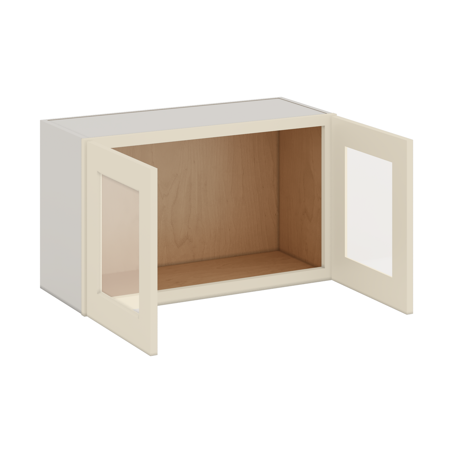 30" Wide Bridge Manhattan Cream Shaker 1-1/4" Overlay Glass Ready Wall Cabinet - Double Door 12", 15", 18", 21" & 24" Tall