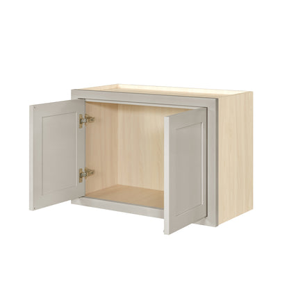 30" Wide Bridge Tuscan Gray Inset Shaker Wall Cabinet - Double Door 12", 15", 18", 21"& 24" Tall