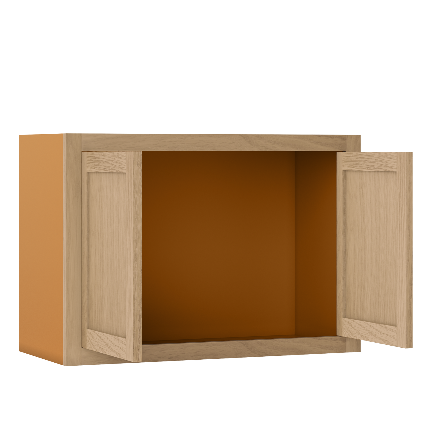 30" Wide Bridge White Oak Inset Shaker Wall Cabinet - Double Door 12", 15", 18", 21"& 24" Tall