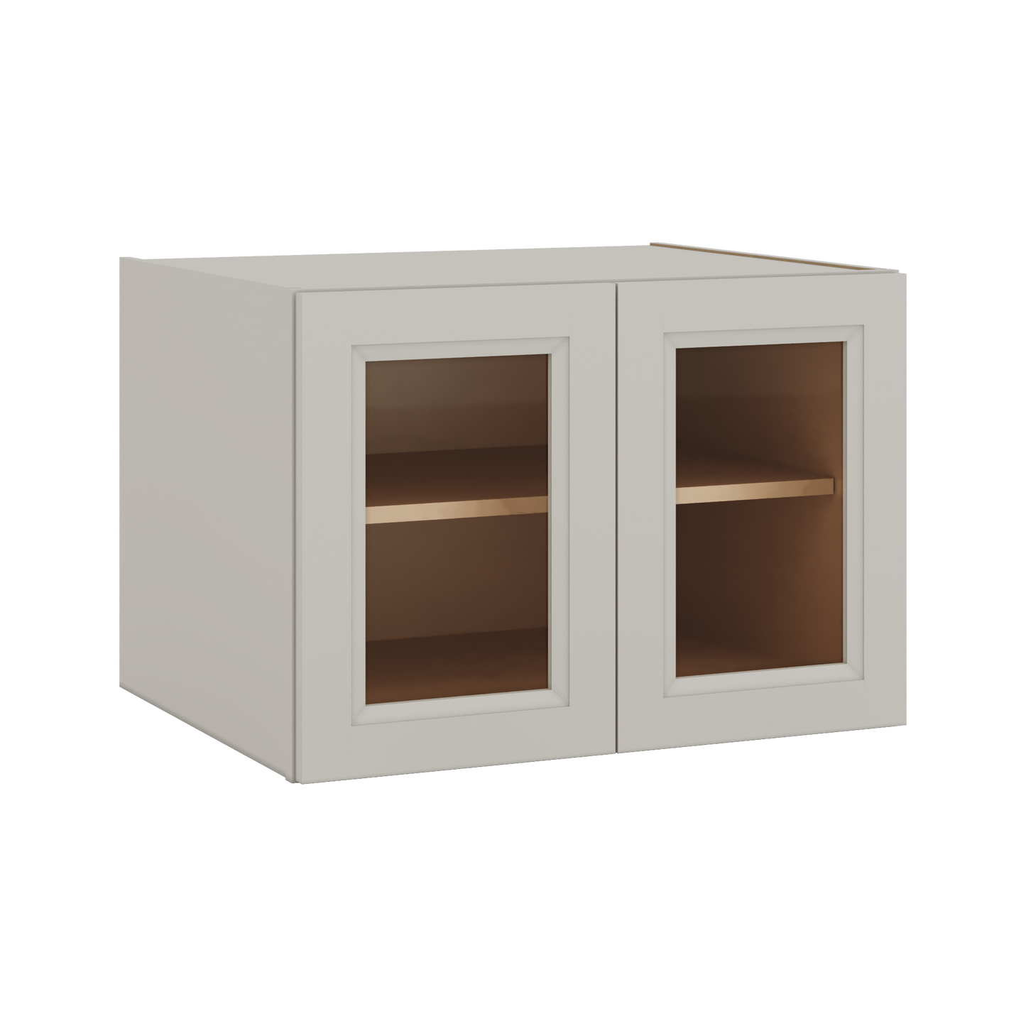 30" Wide 24" Deep Bridge 27LGDS Laguna Gray Double Shaker Glass Ready Wall Cabinet - Double Door 12", 15", 18", 21" & 24" Tall