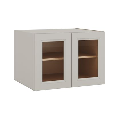 30" Wide 24" Deep Bridge 27LGDS Laguna Gray Double Shaker Glass Ready Wall Cabinet - Double Door 12", 15", 18", 21" & 24" Tall