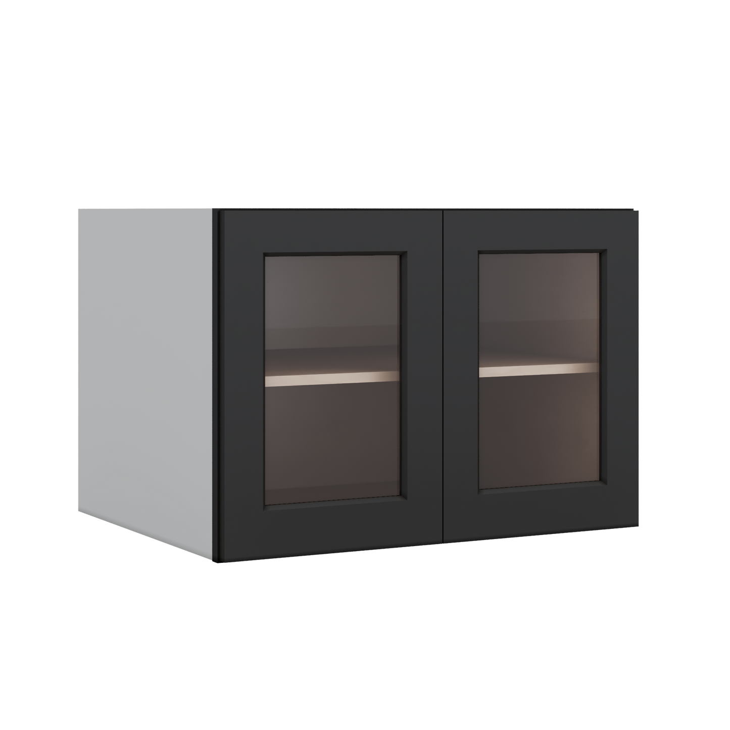 30" Wide 24" Deep Bridge 15HNS Hermosa Noir Black Shaker 1-1/4" Overlay Glass Ready Wall Cabinet - Double Door 12", 15", 18", 21" & 24" Tall