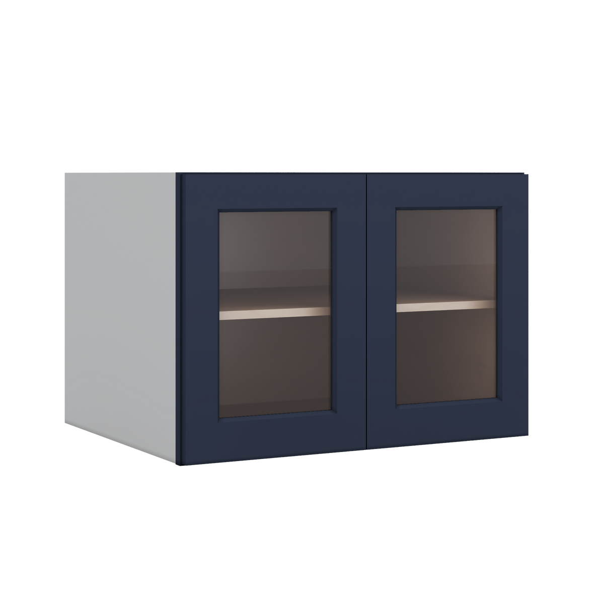 30" Wide 24" Deep Bridge NB29 Naval Blue Shaker 1-1/4" Overlay Glass Ready Wall Cabinet - Double Door 12", 15", 18", 21" & 24" Tall