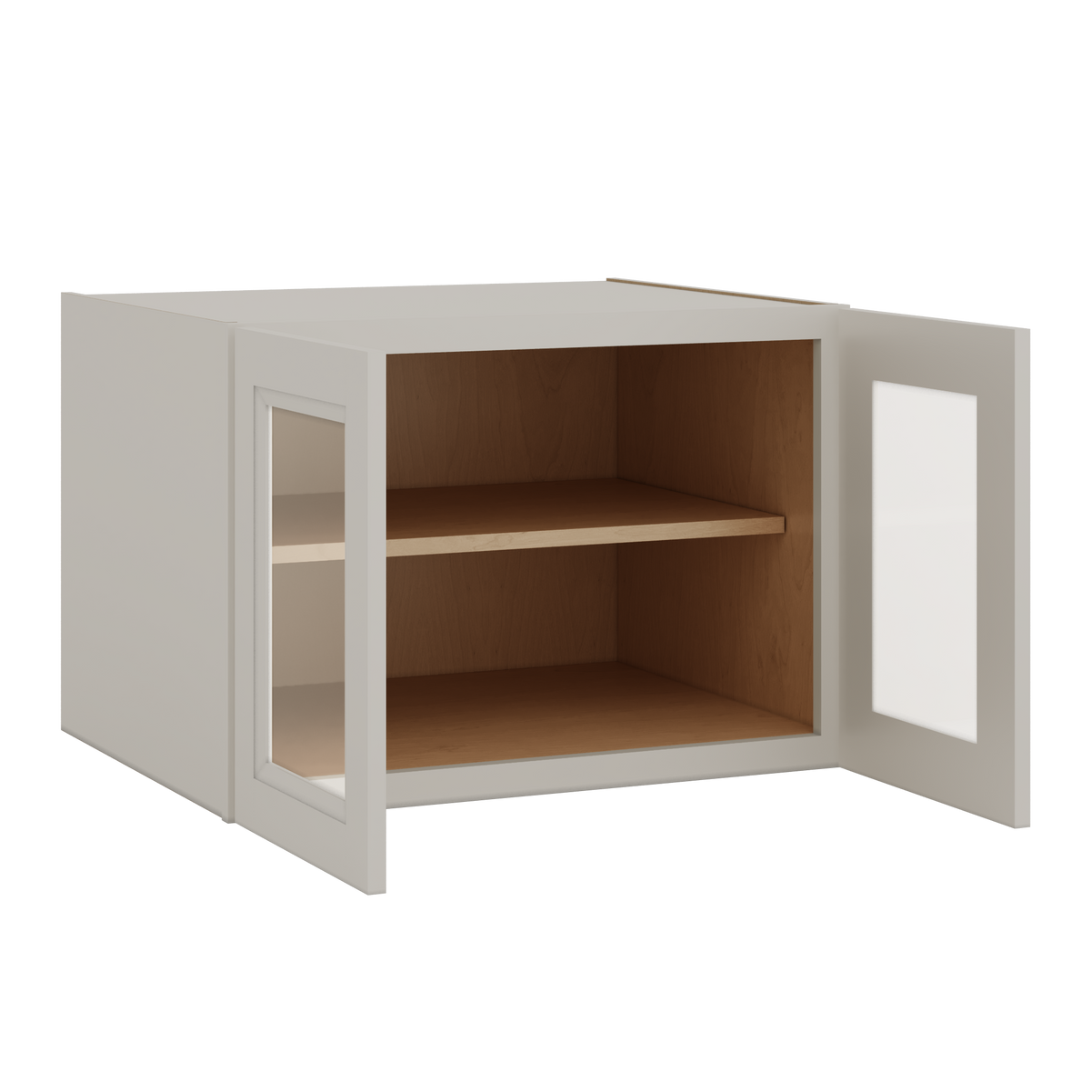 30" Wide 24" Deep Bridge 27LGDS Laguna Gray Double Shaker Glass Ready Wall Cabinet - Double Door 12", 15", 18", 21" & 24" Tall