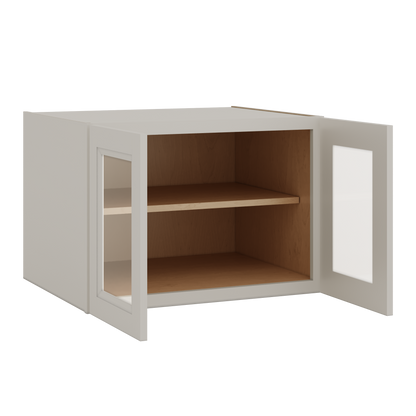 30" Wide 24" Deep Bridge 27LGDS Laguna Gray Double Shaker Glass Ready Wall Cabinet - Double Door 12", 15", 18", 21" & 24" Tall
