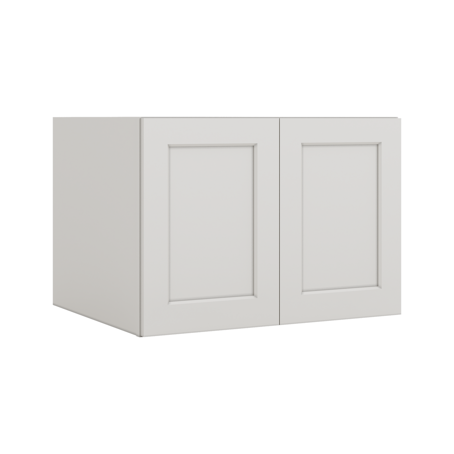 30" Wide 24" Deep Bridge 2WS White Shaker 1-1/4" Overlay Wall Cabinet - Double Door 12", 15", 18", 21" & 24" Tall