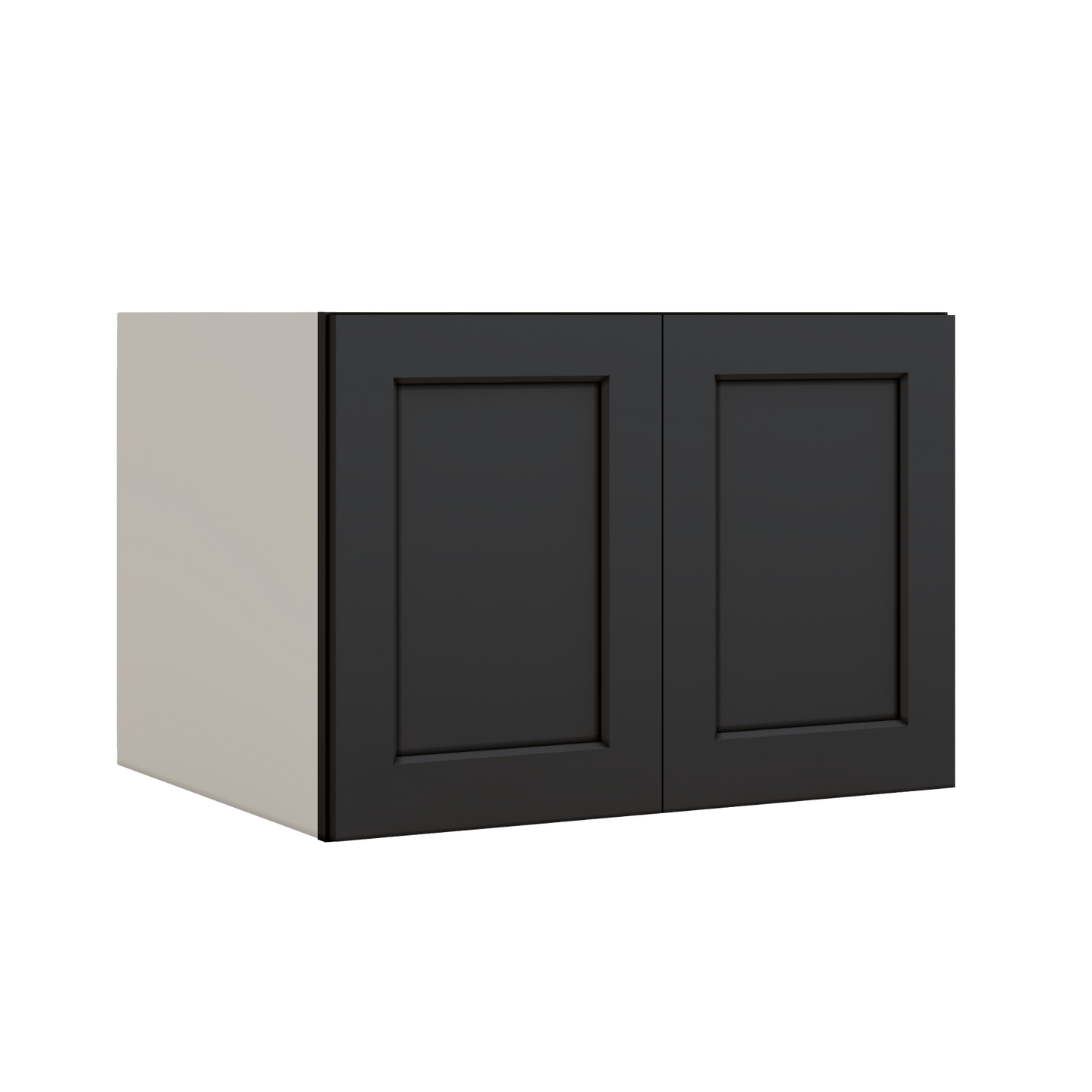 30" Wide 24" Deep Bridge 15HNS Hermosa Noir Black Shaker 1-1/4" Overlay Wall Cabinet - Double Door 12", 15", 18", 21" & 24" Tall