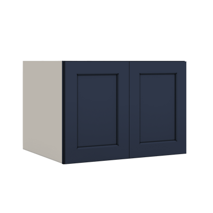 30" Wide 24" Deep Bridge NB29- Naval Blue Shaker 1-1/4" Overlay Wall Cabinet - Double Door 12", 15", 18", 21" & 24" Tall