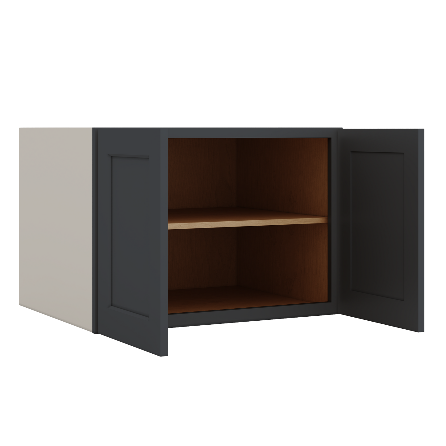 30" Wide 24" Deep Bridge 15HNS Hermosa Noir Black Shaker 1-1/4" Overlay Wall Cabinet - Double Door 12", 15", 18", 21" & 24" Tall