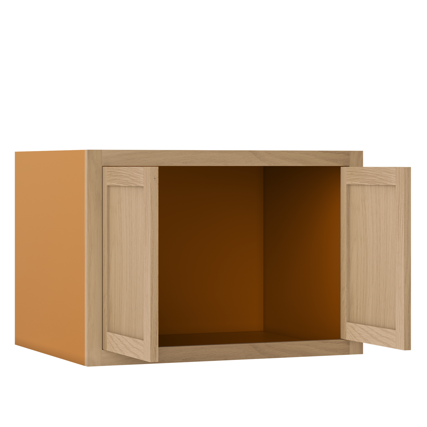 30" Wide 24" Deep Bridge White Oak Inset Shaker Wall Cabinet - Double Door 12", 15", 18", 21", 24", 27", 30" Tall