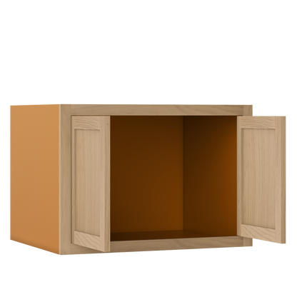 30" Wide 24" Deep Bridge White Oak Inset Shaker Wall Cabinet - Double Door 12", 15", 18", 21", 24", 27", 30" Tall