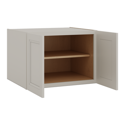 30" Wide 24" Deep Bridge 27LGDS Laguna Gray Double Shaker Wall Cabinet - Double Door 12", 15", 18", 21" & 24" Tall
