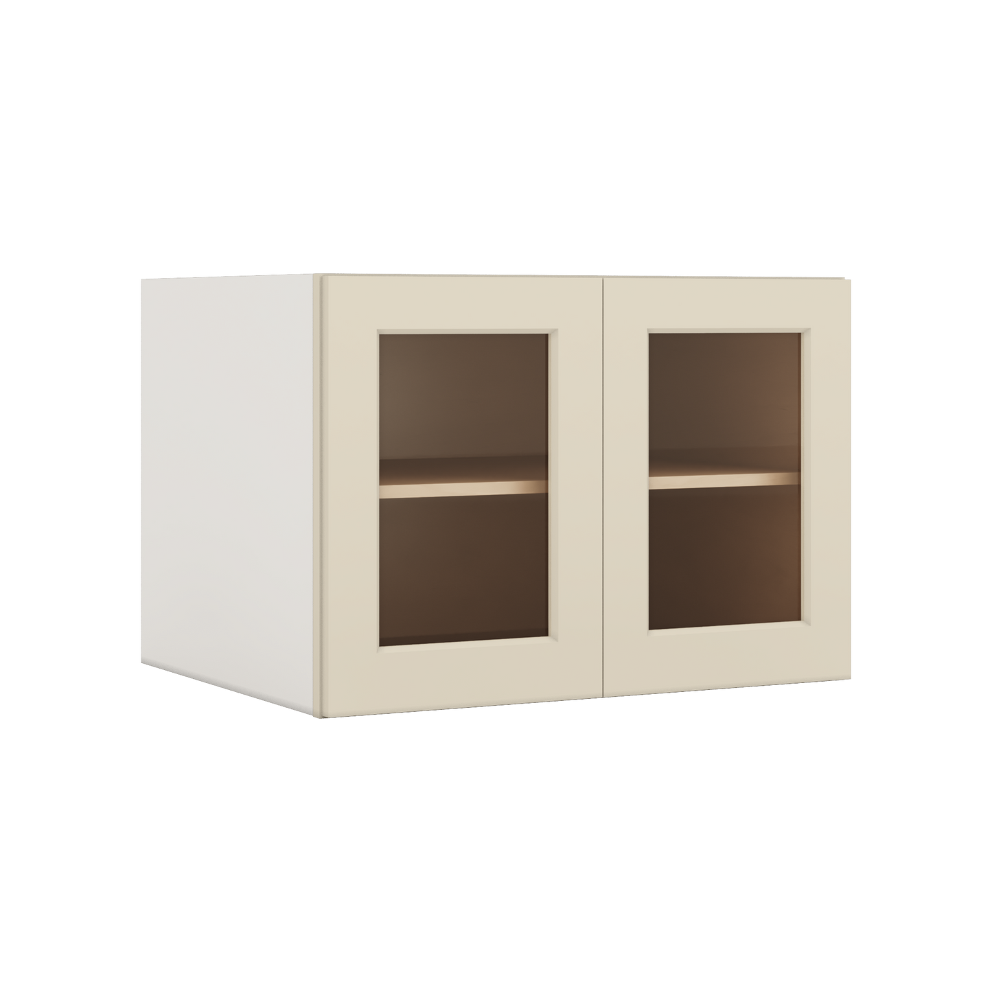 30" Wide 24" Deep Bridge Manhattan Cream Shaker 1-1/4" Overlay Glass Ready Wall Cabinet - Double Door 12", 15", 18", 21" & 24" Tall