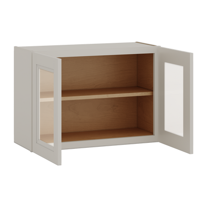 30" Wide Bridge 27LGDS Laguna Gray Double Shaker Glass Ready Wall Cabinet - Double Door 12", 15", 18", 21" & 24" Tall