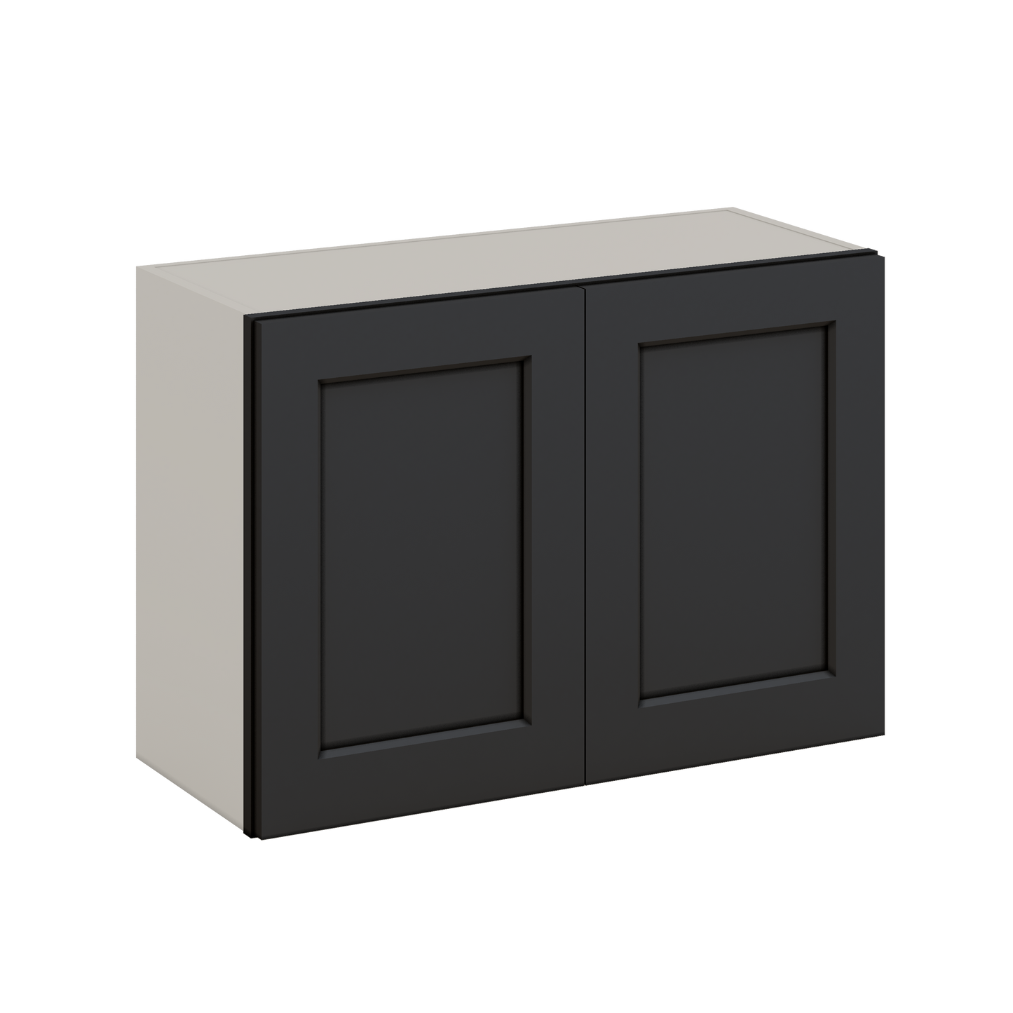 30" Wide Bridge 15HNS Hermosa Noir Black Shaker 1-1/4" Overlay Wall Cabinet - Double Door 12", 15", 18", 21" & 24" Tall