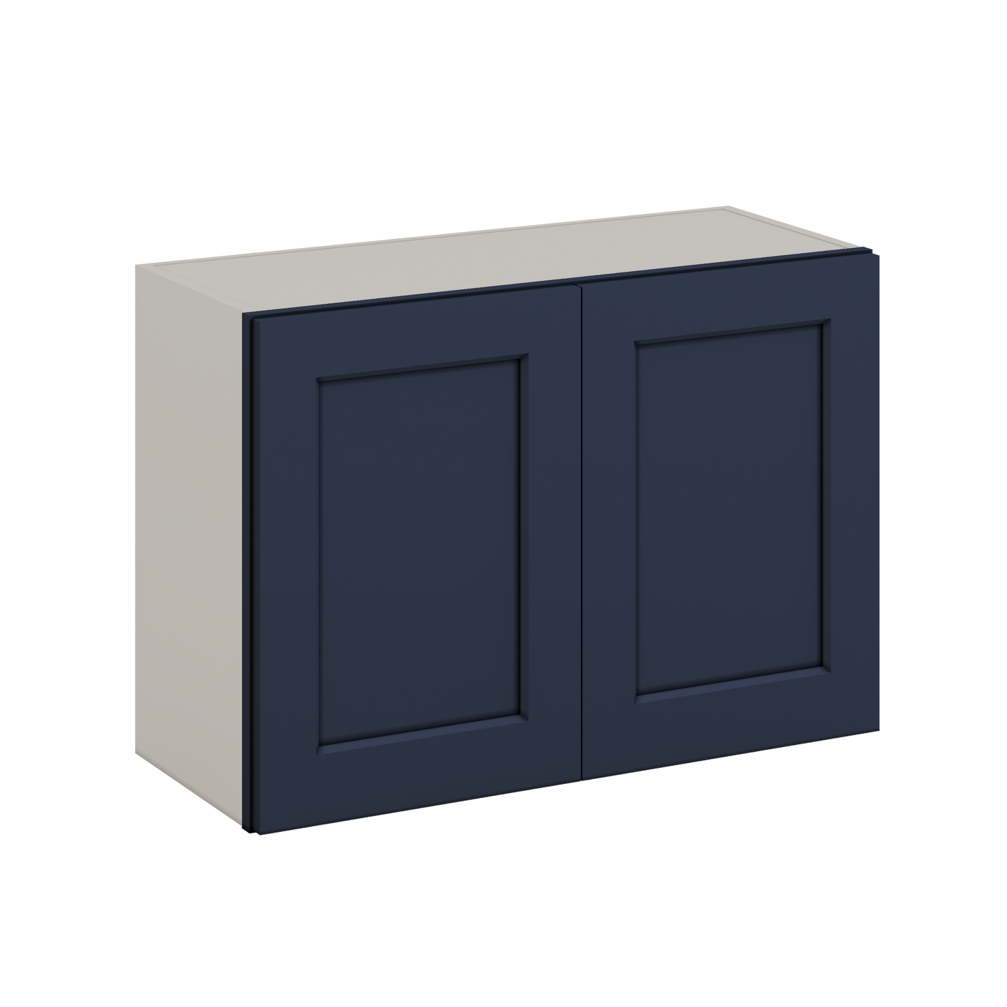 30" Wide Bridge NB29- Naval Blue Shaker 1-1/4" Overlay Wall Cabinet - Double Door 12", 15", 18", 21" & 24" Tall