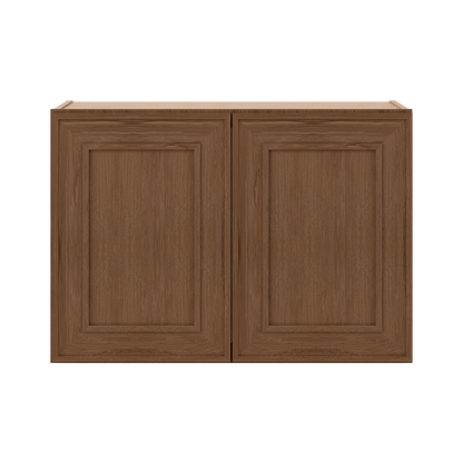 30" Wide Double Door 12", 15", 18", 21"& 24" Tall Bridge Elegant Craftsman Mocha Shaker Wall Cabinet
