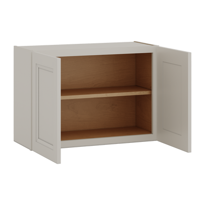 30" Wide Bridge 27LGDS Laguna Gray Double Shaker Wall Cabinet - Double Door 12", 15", 18", 21" & 24" Tall
