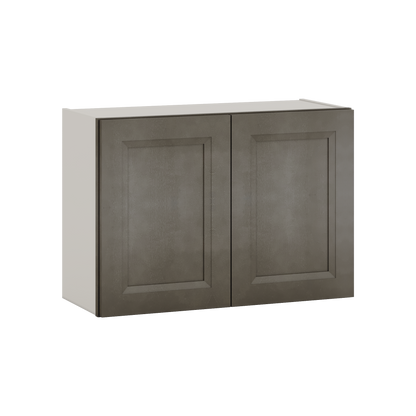 30" Wide Bridge Huntington Cinder Double Shaker Wall Cabinet - Double Door 12", 15", 18", 21" & 24" Tall