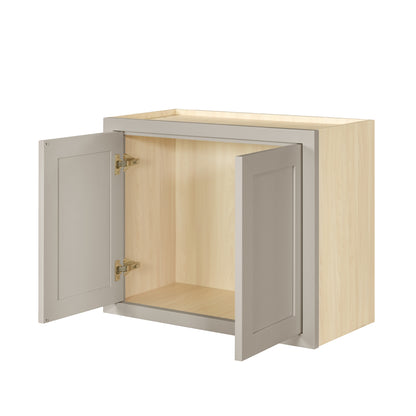 30" Wide Bridge Tuscan Gray Inset Shaker Wall Cabinet - Double Door 12", 15", 18", 21"& 24" Tall