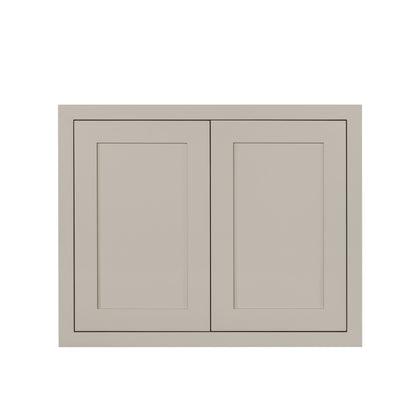 30" Wide Bridge Tuscan Gray Inset Shaker Wall Cabinet - Double Door 12", 15", 18", 21"& 24" Tall