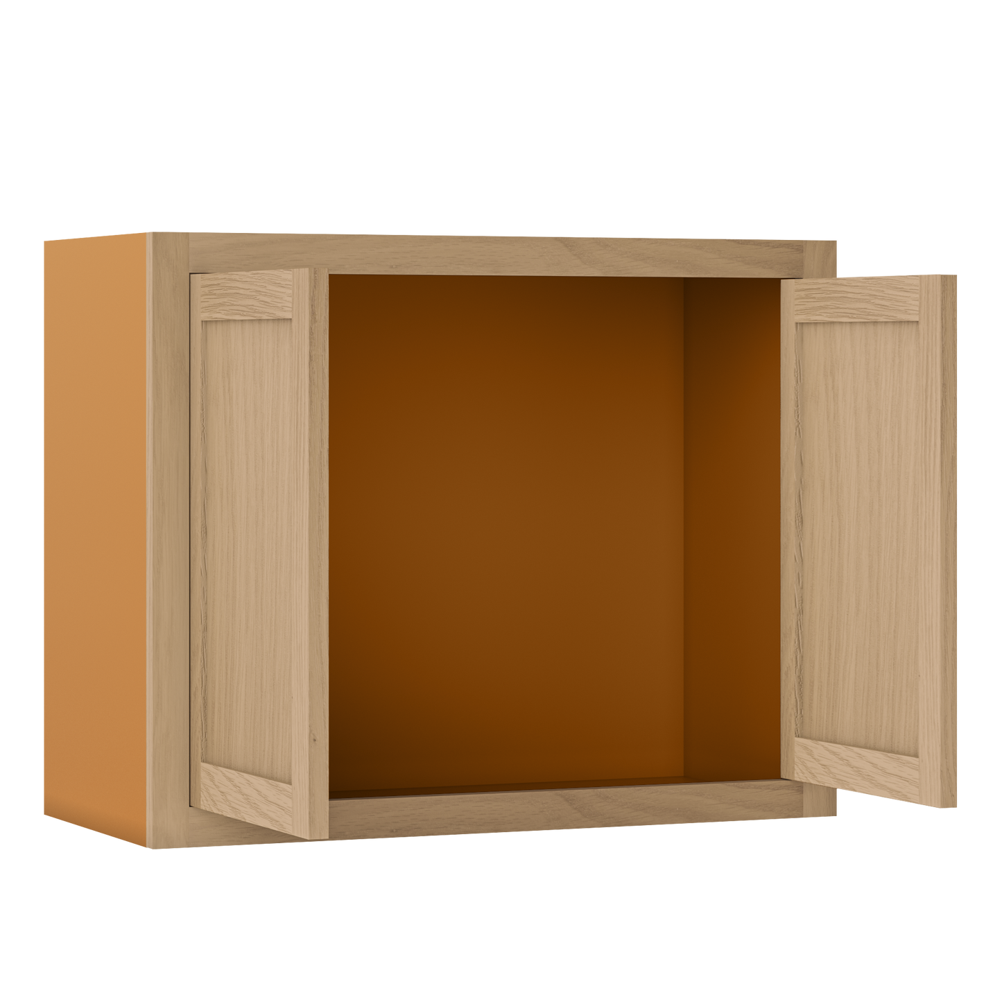 30" Wide Bridge White Oak Inset Shaker Wall Cabinet - Double Door 12", 15", 18", 21"& 24" Tall